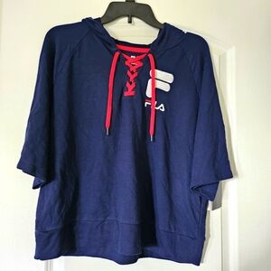 Fila Navy Blue Hoodie with Red Accents